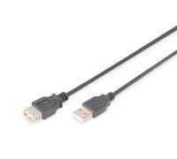 DIGITUS 5m Length USB 2.0 A Male - A Female Extension Cable - Black USB A 2.0 Bl