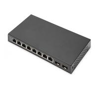 DIGITUS Switch di rete - 10 porte - Gigabit Ethernet - Non gestito - 8 porte RJ45 - 2x uplink SFP - 10/100/1000 Mbps - Auto-MDI/MDI-X - nero