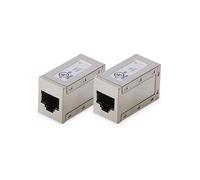 DIGITUS Accoppiatore RJ45 Cat 6-2 Pezzi - Prolunga per Cavo LAN - Connettore per Cavo di Rete Cat6 - Compatibile Poe - Accoppiatore modulare - per Switch, DSL, Modem, Router, PC - Argento