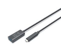 DIGITUS Active USB extension cable - USB-A socket to USB-C plug - 5 m - USB 3.2