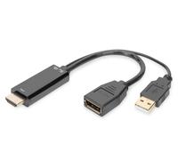Digitus Adattatore HDMI a DisplayPort 4K/30Hz 0,2 m HDMI 1.4 DP 1.2 USB-A Nero