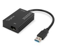 DIGITUS Adattatore di rete SFP in fibra ottica USB 3.2 Gen1 - 1 Gbit/s | Senza modulo SFP - Plug & Play - Convertitore da USB a fibra ottica - Interfaccia in fibra ottica - Nero