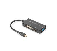 DIGITUS Adattatore grafico Mini DisplayPort, da mDP a DVI-D + HDMI Tipo A + VGA, 4K Ultra HD 60Hz, nero