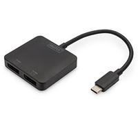 DIGITUS Adattatore Grafico USB-C a 2 Porte - da USB-C a 2X Displayport - 4k60Hz - Trasporto Multi Flusso (MST) - Hub Video - Nero