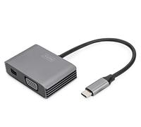 DIGITUS Adattatore grafico USB-C - Da USB-C a Mini DisplayPort e VGA - UltraHD 4k/30Hz - DisplayPort 1.4 - Lunghezza cavo 20cm - Plug & Play - Grigio