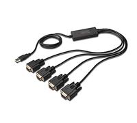 DIGITUS Adattatore seriale da USB a 4x - Convertitore RS232 - USB 2.0 Tipo A a 4x DSUB 9M - Chipset FTDI - Cavo di collegamento da 1,5 m