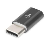 DIGITUS Adattatore USB 2.0 - Adattatore - Da USB C (M) a USB Micro B (F) - 480 Mbps - Cavo adattatore, Cavo USB - Nero