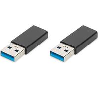 Digitus Adattatore USB 3.2 Gen1 - Adattatore - da USB A (M) a USB C (F) - 5 Gbit/s - Cavo Adattatore, Cavo USB - Nero (Confezione da 2)
