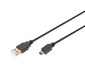 Digitus AK300130010S IONE Cavo di connessione USB 2.0, tipo A - mini B (5pin), Maschio/Maschio conforme a USB 2.0, nero