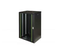 DIGITUS Armadio di rete - Rack da 19 pollici - 20U - 600 mm x 450 mm (LxP) - Profondità utile 370 mm - Montaggio a parete - Portata 100 kg - Porta in vetro di sicurezza - IP20 - Serie Unique - Nero