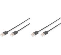 Digitus ASSMANN Electronic 1.0m USB 2.0 A/A cavo USB 1 m USB A Nero, Personal computer (Confezione da 2)