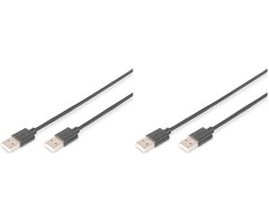 Digitus ASSMANN Electronic 1.0m USB 2.0 A/A cavo USB 1 m USB A Nero, Personal computer (Confezione da 2)