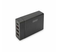 DIGITUS Caricabatterie universale 72 W - 1 porta USB-C - 3 porte USB-A - Caricatore rapido Power Delivery (PD 3.0) - Per iPhone, iPad, Samsung Galaxy, Pixel, Xiaomi, Motorola, Huawei - Nero