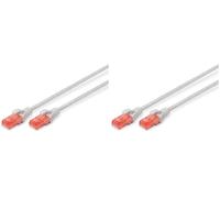 Digitus CAT 6 U-UTP Patch Cable, 7m, Rete LAN Cavo Ethernet DSL DSL, LSZH, Rame, AWG 26/7, Grigio, Cat-6-7 m, Cavo patch - U-UTP - LSZH (Confezione da 2)
