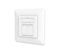 DIGITUS CAT 6A Class EA Junction Box, Shielded 2 x RJ45, LSA, Pure White, Flush-