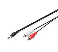 DIGITUS Cavo adattatore audio - da jack 3,5 mm a 2x cinch - cavo Aux - cavo stereo - adattatore RCA - 2,5 m - nero - per impianti stereo, home cinema, soundbar, computer