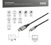 DIGITUS Cavo adattatore DisplayPort 8K, da mini DP a DP mt 2