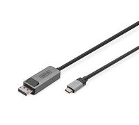 DIGITUS Cavo adattatore Displayport - Da USB Type-C a Displayport 1.4-8k/30Hz - 4k/144Hz - Bidirezionale - DP Alt-Mode - MST - 1 m - nero - Per iPhone, Macbook, iPad, Surface
