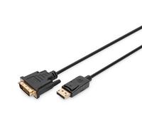 DIGITUS Cavo adattatore DisplayPort - DP a DVI (24+1) - Full-HD 1080p/60Hz - Displayport 1.1a - 2,0 m - con chiusura - adatto a monitor, schede grafiche - nero