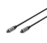 DIGITUS Cavo Audio Ottico - da Toslink a Toslink - SPDIF - Fibra Ottica - 1m - Nero - per impianti Stereo, Home Cinema, soundbar, Computer, PS4, Xbox
