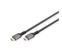 Digitus Cavo di connessione HDMI 2.1 Ultra High Speed, UHD-II, 8k/60Hz, 4k/120Hz, cavo intrecciato, 2,0 m, compatibile con PS5, Xbox Series, TV/beamer, contatti placcati oro, nero/argento