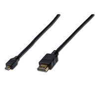 DIGITUS Cavo di collegamento HDMI High Speed, tipo D - A - 1.0 m - con canale Ethernet - Ultra HD 4k/30Hz - compatibile con TV/proiettore/monitor - contatti placcati oro - nero