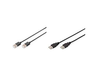 Digitus Cavo di collegamento USB 2.0-1,0 m - da USB A (M) a USB A (M) - 480 Mbit/s - Compatibile con USB - Nero & ASSMANN Electronic 1.0m USB 2.0 A/A cavo USB 1 m USB A Nero