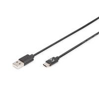Digitus Cavo di collegamento USB 2.0-1,8 m - da USB A (M) a USB C (M) - 480 Mbit/s - Cavo di collegamento, Cavo USB - Nero