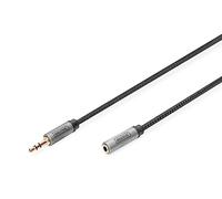 Digitus Cavo di prolunga audio - da jack 3,5 mm a jack 3,5 mm - cavo aux - cavo stereo - contatti dorati - cavo intrecciato - 1,8 m - nero