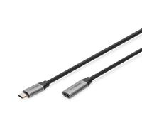 DIGITUS Cavo di prolunga USB-C - USB 3.0 Gen1 - da femmina a maschio - 5 Gbps - 60W Power Delivery - Thunderbolt 3-4k/60Hz - 1m - nero