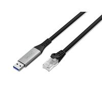 DIGITUS Cavo USB a Ethernet - Tipo-A a RJ45 - USB-A 3.2 Gen1 - 1 Gbit/s - 5 m - LSZH - Cat 6A S/FTP - AWG 26 - Plug & Play - Nero
