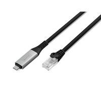 DIGITUS Cavo USB a Ethernet - Tipo-C a RJ45 - USB-C 3.2 Gen1 - 1 Gbit/s - 2 m - LSZH - Cat 6A S/FTP - AWG 26 - Plug & Play - Nero