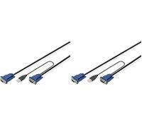 DIGITUS Cavo KVM - 2x VGA, 1x USB 2.0-3 m - per console KVM - adatto per DS-720xx e DS-23x00-x - nero (Confezione da 2)
