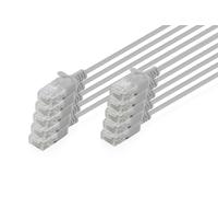 DIGITUS Cavo LAN Cat 6 - 2,0 m - 1 Gbit/s - 10 pezzi - U-UTP non schermato - Slim AWG 32/7 - PoE+ - LSZH - 250 MHz - Cavo di rete RJ45 - Grigio