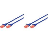 Digitus Cavo LAN Cat 6-5 m - Cavo di rete RJ45 - UTP non schermato - Compatibile con Cat-6A e Cat-5e - Blu (Confezione da 2)