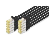 DIGITUS Cavo LAN Cat 6A - 0,25m - 10 pezzi - Cavo di rete RJ45 - S/FTP schermato - Compatibile con Cat6 e Cat7 - Nero