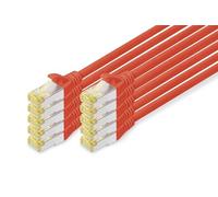 DIGITUS Cavo LAN Cat 6A - 1m - 10 pezzi - Cavo di rete RJ45 - S/FTP schermato - Compatibile con Cat6 e Cat7 - Rosso