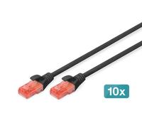 Cavo patch CAT6 0.5m U/UTP 10 nero Cu LSZH AWG 26/7 10pz