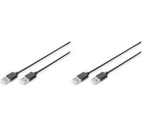 Digitus Cavo USB 2.0-1,8 m - USB-A a tipo A - 480 Mbps - per computer, notebook, hub - Nero (Confezione da 2)