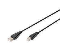 DIGITUS Cavo di collegamento USB 2.0, 1,8 m, da USB A (M) a USB B (M), 480 Mbit/s, Cavo di collegamento, USB compatibile, Nero