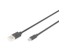 DIGITUS Cavo USB 2.0 - 1,8 m - USB A a tipo Micro B - 480 Mbit/s - Cavo di collegamento per computer, notebook, hub, smartphone - Nero
