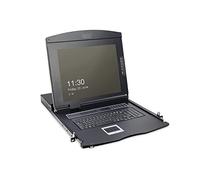 DIGITUS Console KVM da 19" con Display TFT da 17" (4:3), Layout della Tastiera UK, Switch KVM con 16 Porte VGA, Nero
