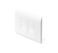 DIGITUS Cornice + 2x mascherina - 2 porte - Uscita diritta - Layout francese - Per moduli Keystone - Bianco
