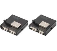 DIGITUS DA-70217 - Hub USB - 4 porte USB 2.0 Tipo A - Trasferimento dati fino a 480 Mbit/s - Design compatto e leggero - Plug-and-play - Compatibile con PC, notebook e Mac - Nero (Confezione da 2)
