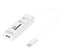 Digitus DA-70243 3 Porte Hub USB 2.0 con spina USB-C, Contenitore in alluminio