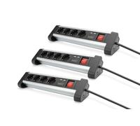 DIGITUS DA-70614-3 - Presa multipla con caricatore USB - 3 pezzi - 2x porta USB-A - 4x presa con contatto di terra - Con interruttore - Per montaggio a parete e da scrivania