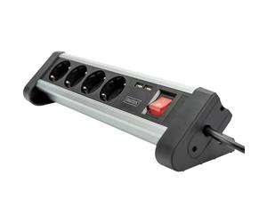 Digitus DA-70614 Multipresa con interruttore Alluminio, Argento , Nero, Argento