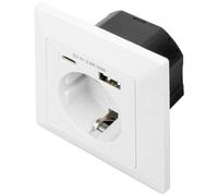Digitus DA-70615 Presa di corrente per montaggio a filo con USB Bianco
