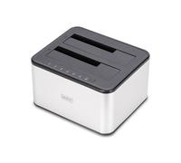 DIGITUS DA-71540-2 - Docking Station SATA HDD Duale - USB 3.0 - per SSD e Hard Disk 2,5"/3,5" - SATA 3 - con Funzione di Clonazione - Plug & Play - Grigio