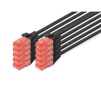DIGITUS DK-1617-005-BL-10 - Cavo patch Cat-6, U-UTP, LSZH, AWG 26/7, 0,5 m, 10 pezzi, colore: nero, 0,5 m - 10 Pezzi, Cat 6 - U/UTP - LSZH